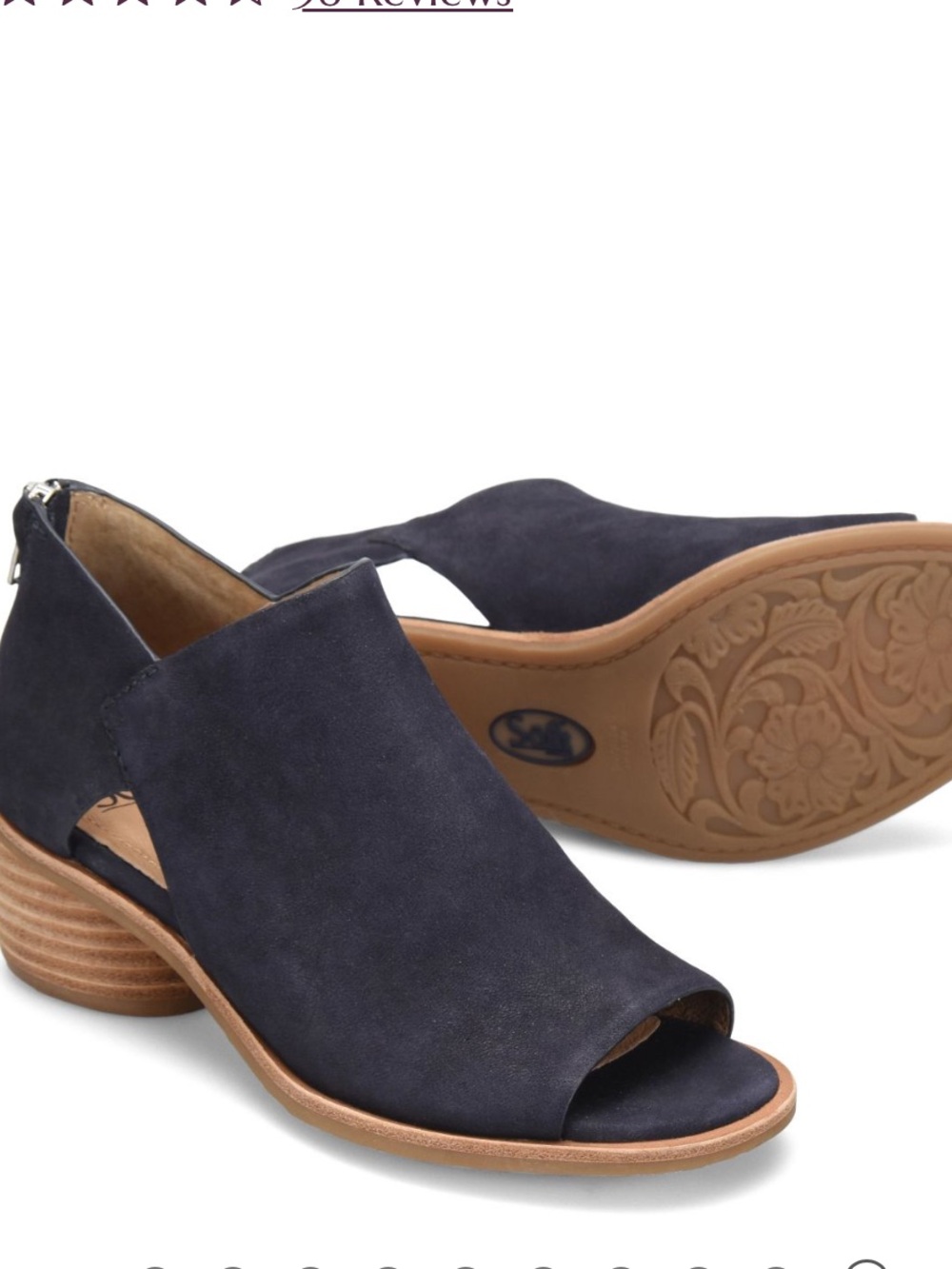 Sofft Carleigh Navy Suede Open-Toe Cutout Block Heel Mule Women’s 6.5